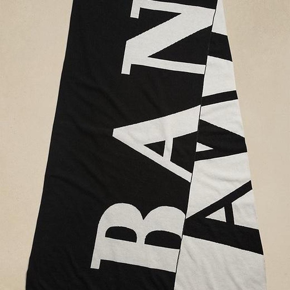 Banana Republic Black and White Logo Oversized Wool Scarf
